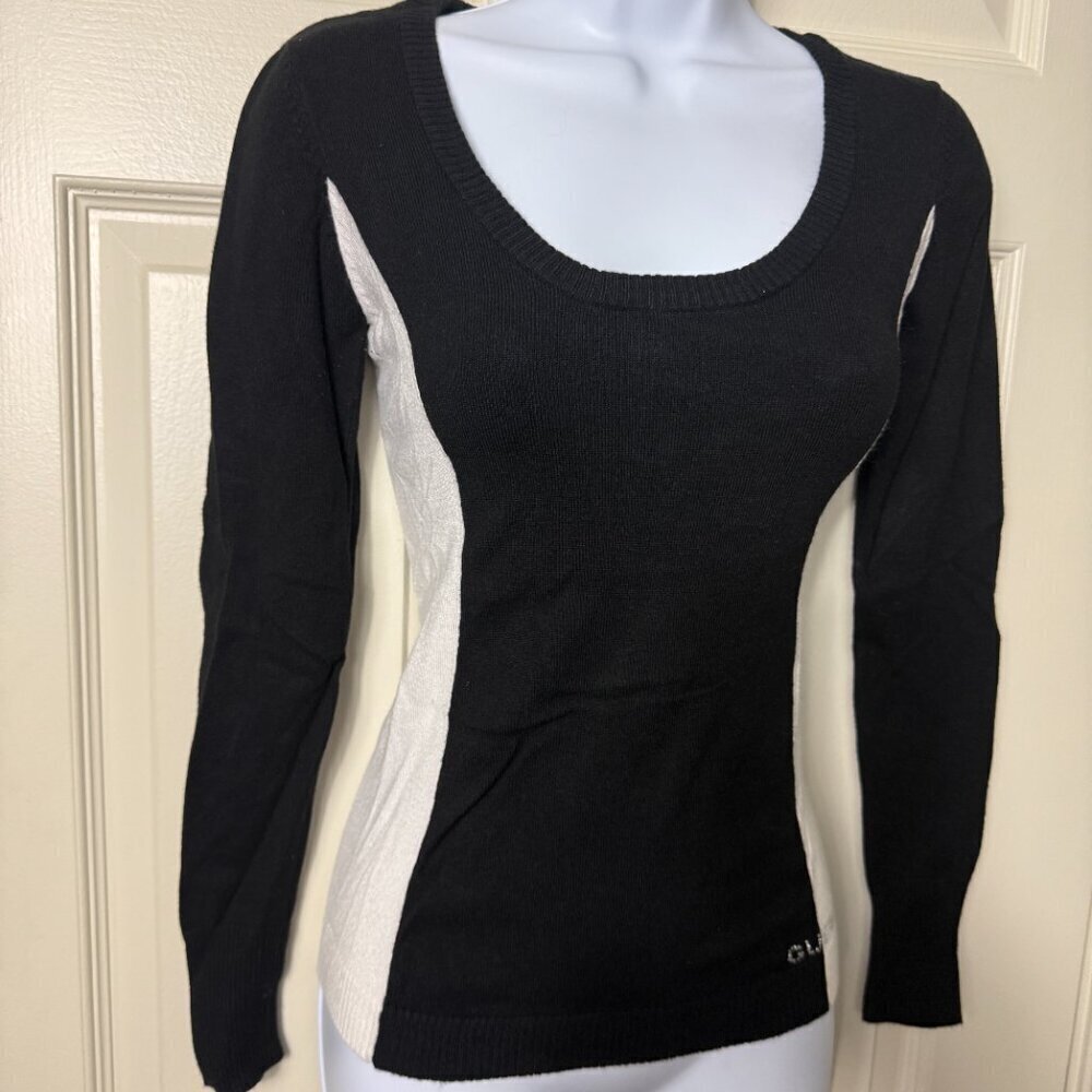 Guess Black and Cream Color block Sweater  Size S